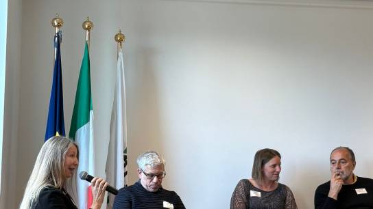 Panel discussion - here: Kerstin Neumann (IPK), Muki Haklay (University College London/Muséum National d’histoire naturelle), Léna Prochnow (EURICE), Roberto Papa (UNIVPM) (from left to right)